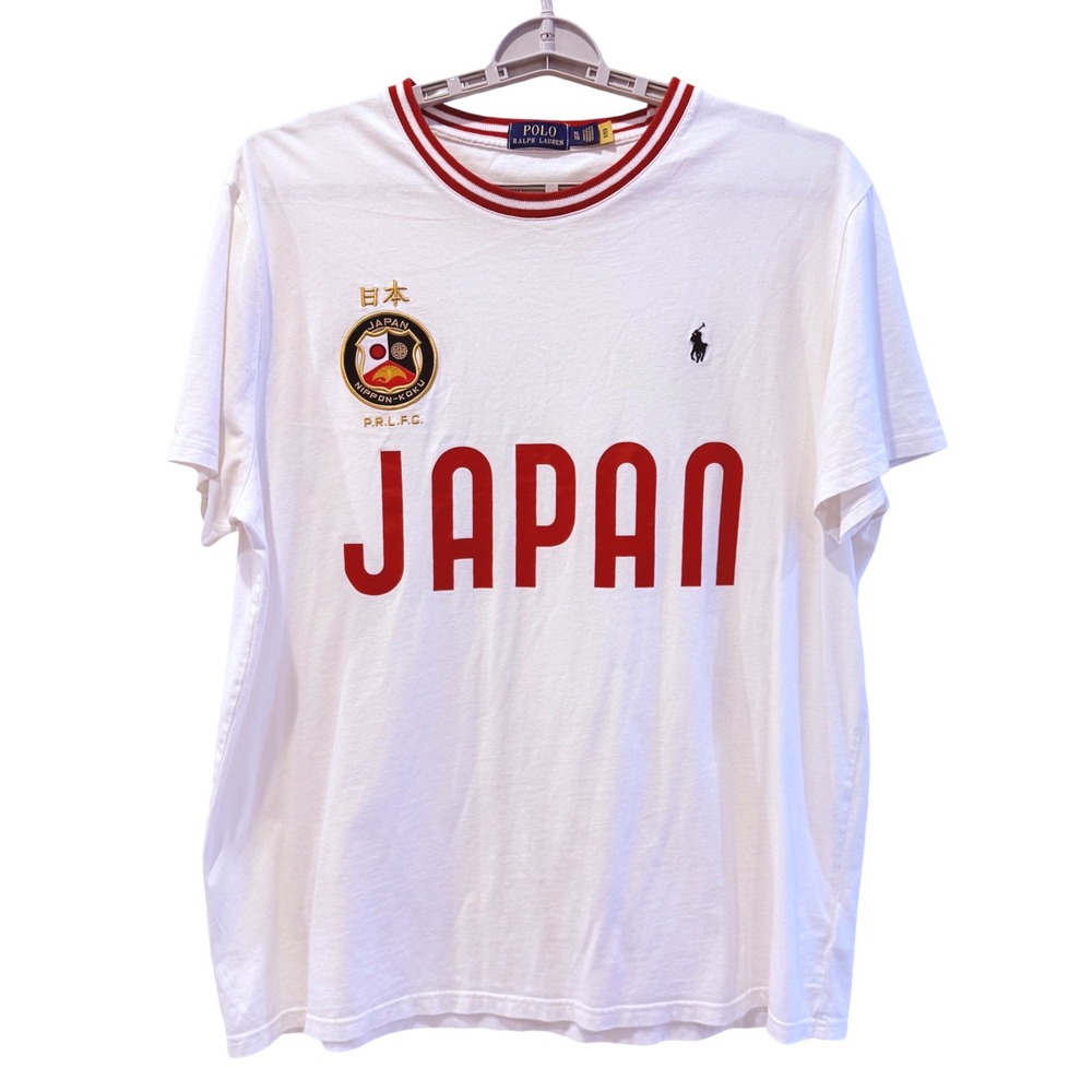 Polo Ralph Lauren T-Shirt White Japan Crest Graphic Sporty Mens XL